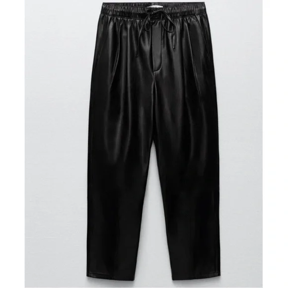 Zara Faux Leather The Weekend Pants in Black Size Medium - Picture 3 of 9